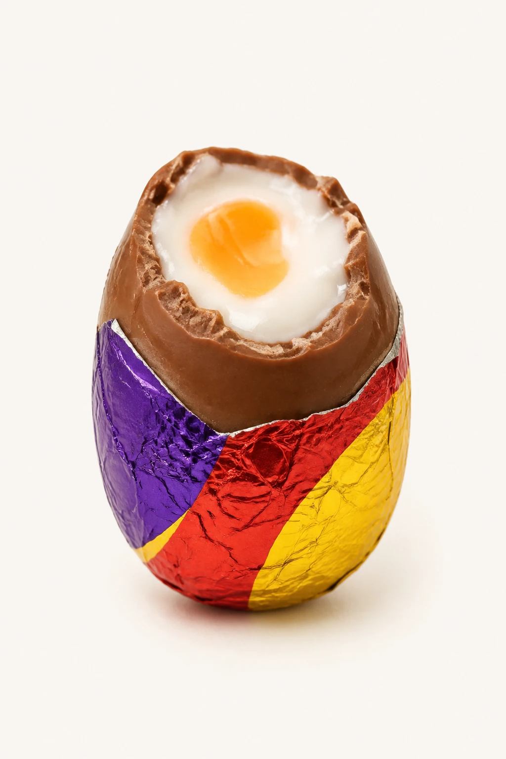 A Crème Egg with a golden fondant centre.